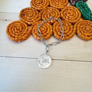 Sterling Silver Bracelet/Anklet With Mother Monogrammed Charm